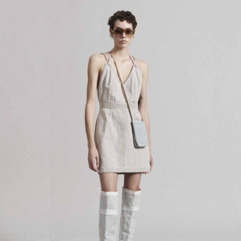 NWT Rachel Comey Pasco Dress Khaki Denim Cotton Mini Open Back Size 6 USA